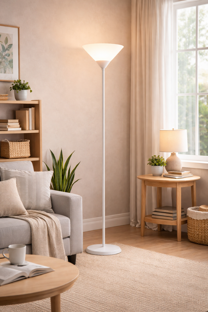 Elegant 1-Light Floor Lamp – White Finish (E27, 60W)