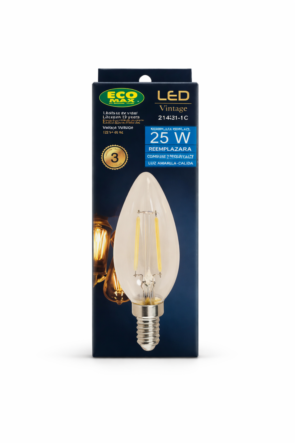 Eco Max Vintage LED Candle Bulb 2W (25W Equivalent)