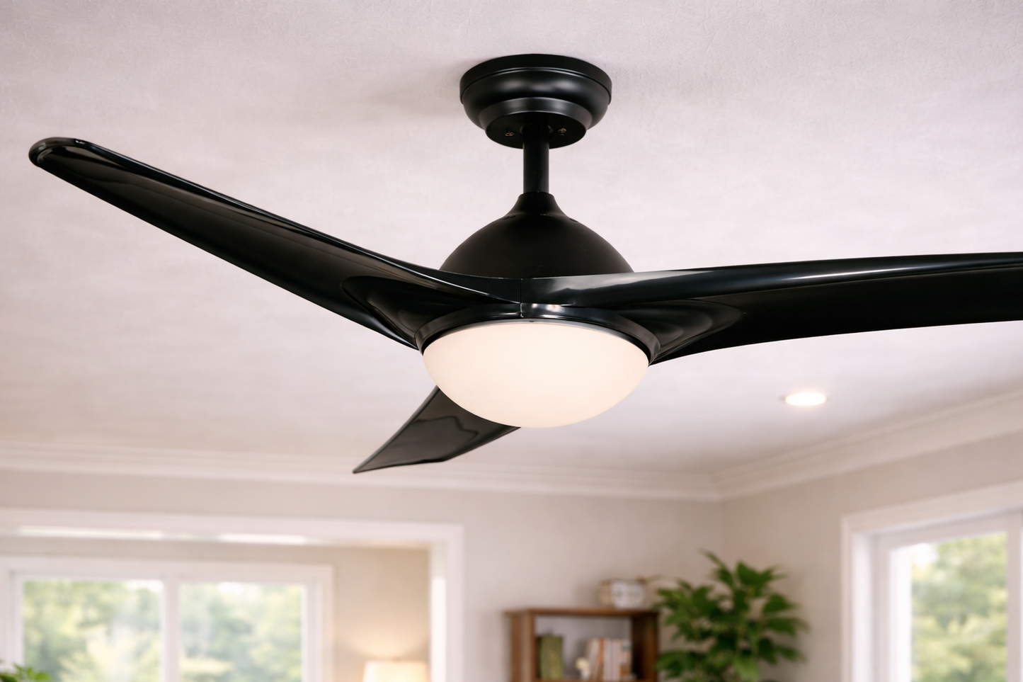 52" Ceiling Fan – Black (2-Light E27, 40W, Remote Control, DC Motor)