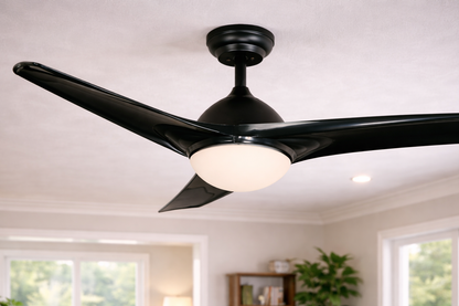 52" Ceiling Fan – Black (2-Light E27, 40W, Remote Control, DC Motor)