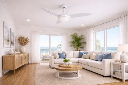 42" White Ceiling Fan — Dual Light Design with Wall Control