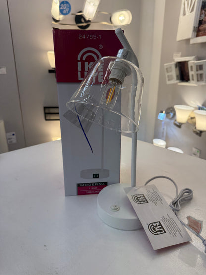 1-Light Table Lamp – Shiny White Finish