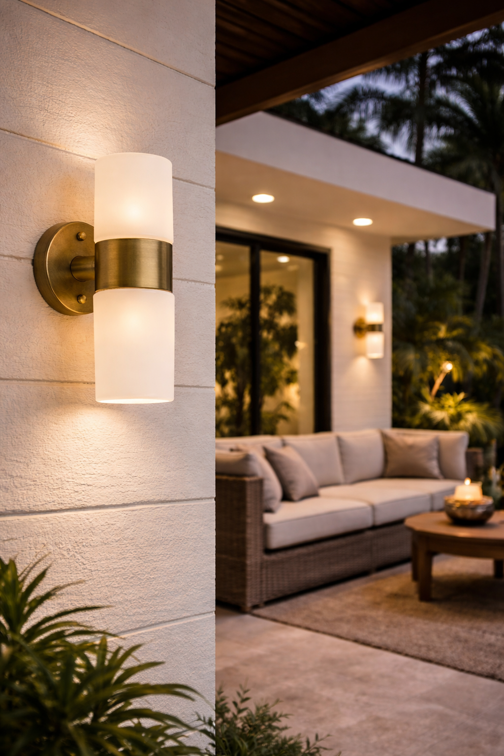 2-Light Outdoor Wall Lamp – Antique Gold (E27, 10W)