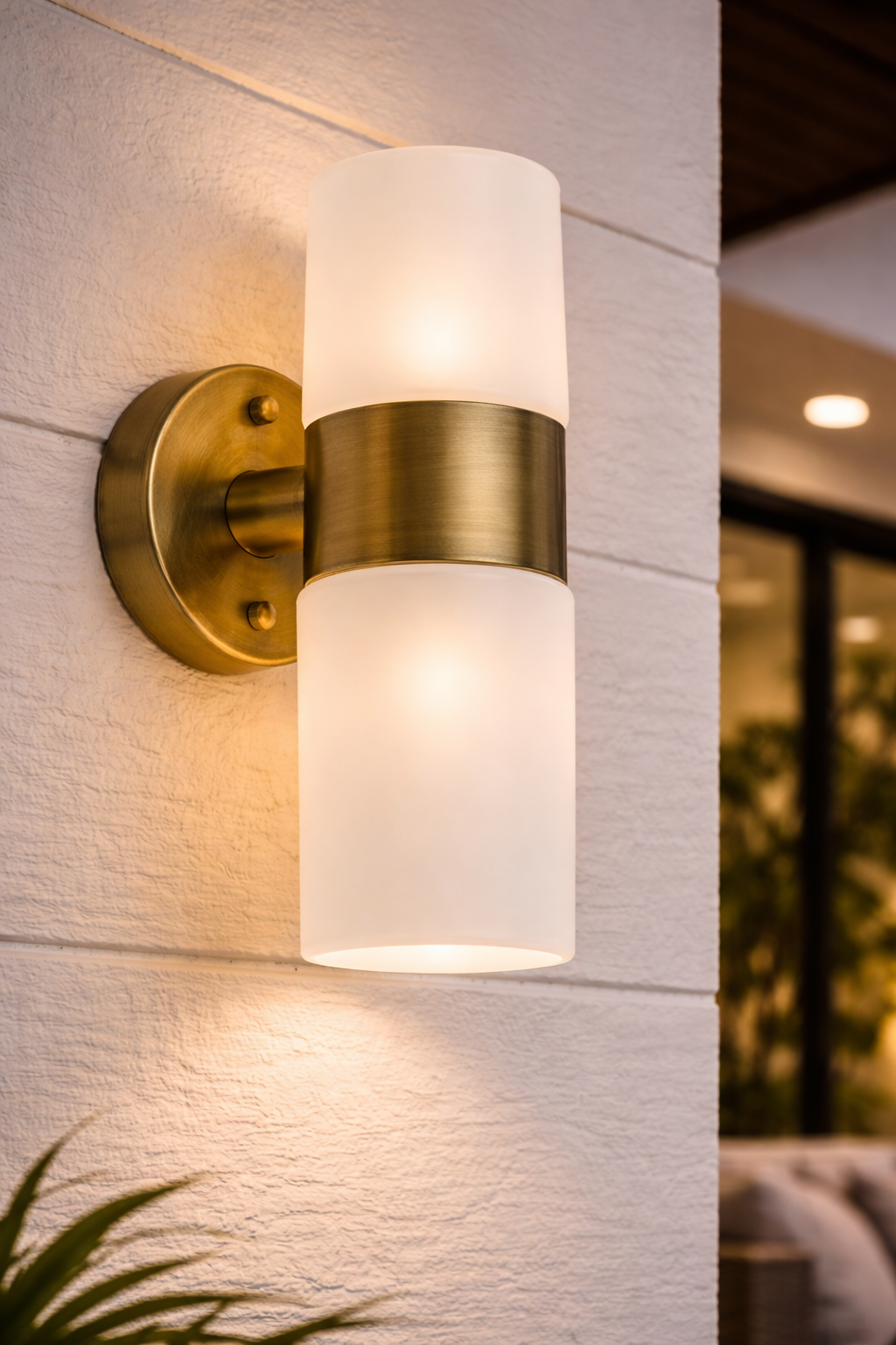 2-Light Outdoor Wall Lamp – Antique Gold (E27, 10W)