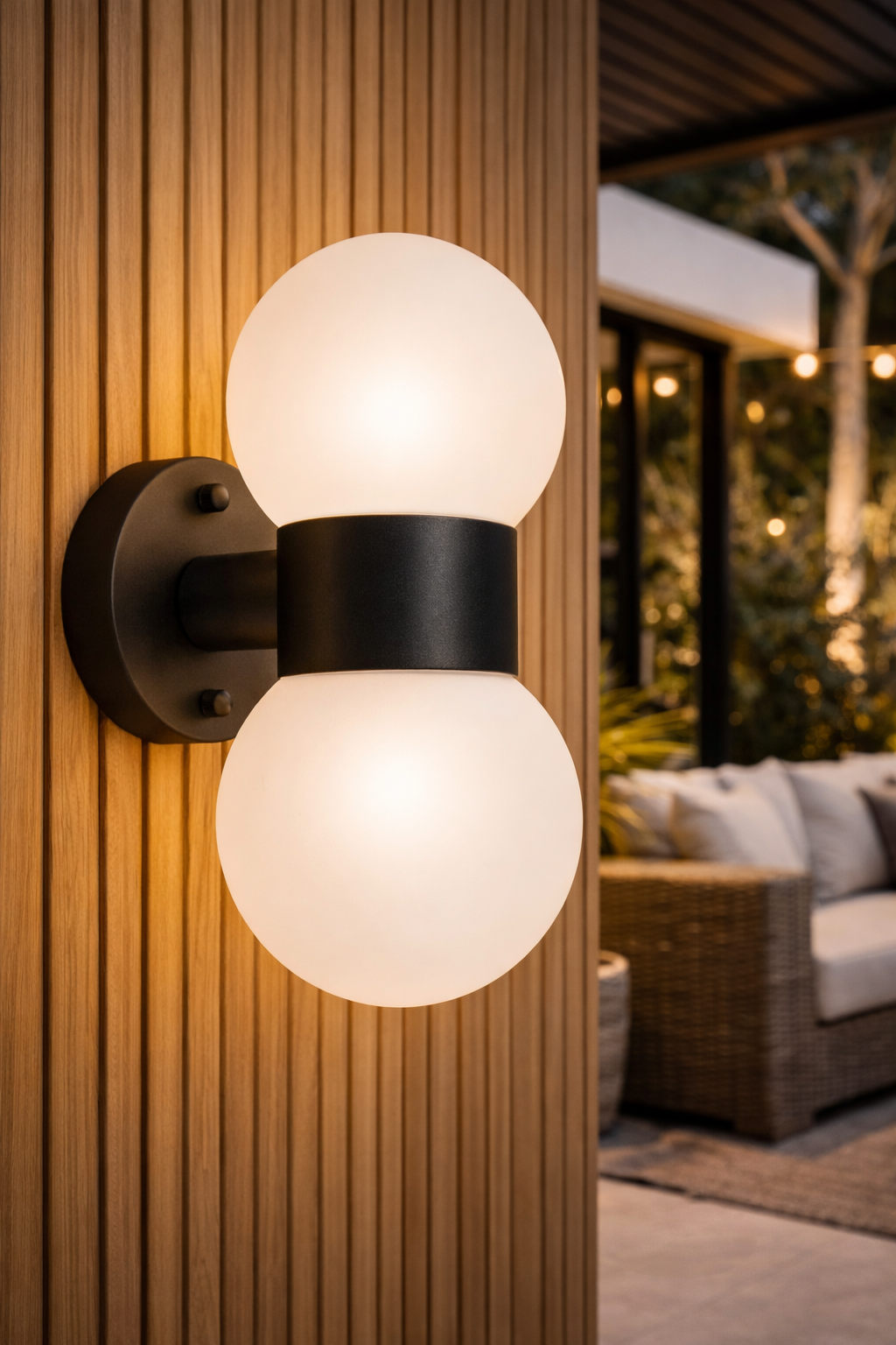2-Light Outdoor Wall Lamp – Sand & Black (E27, 10W)
