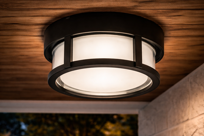 LED Outdoor Wall/Ceiling Lamp – Black (15W, 6500K)