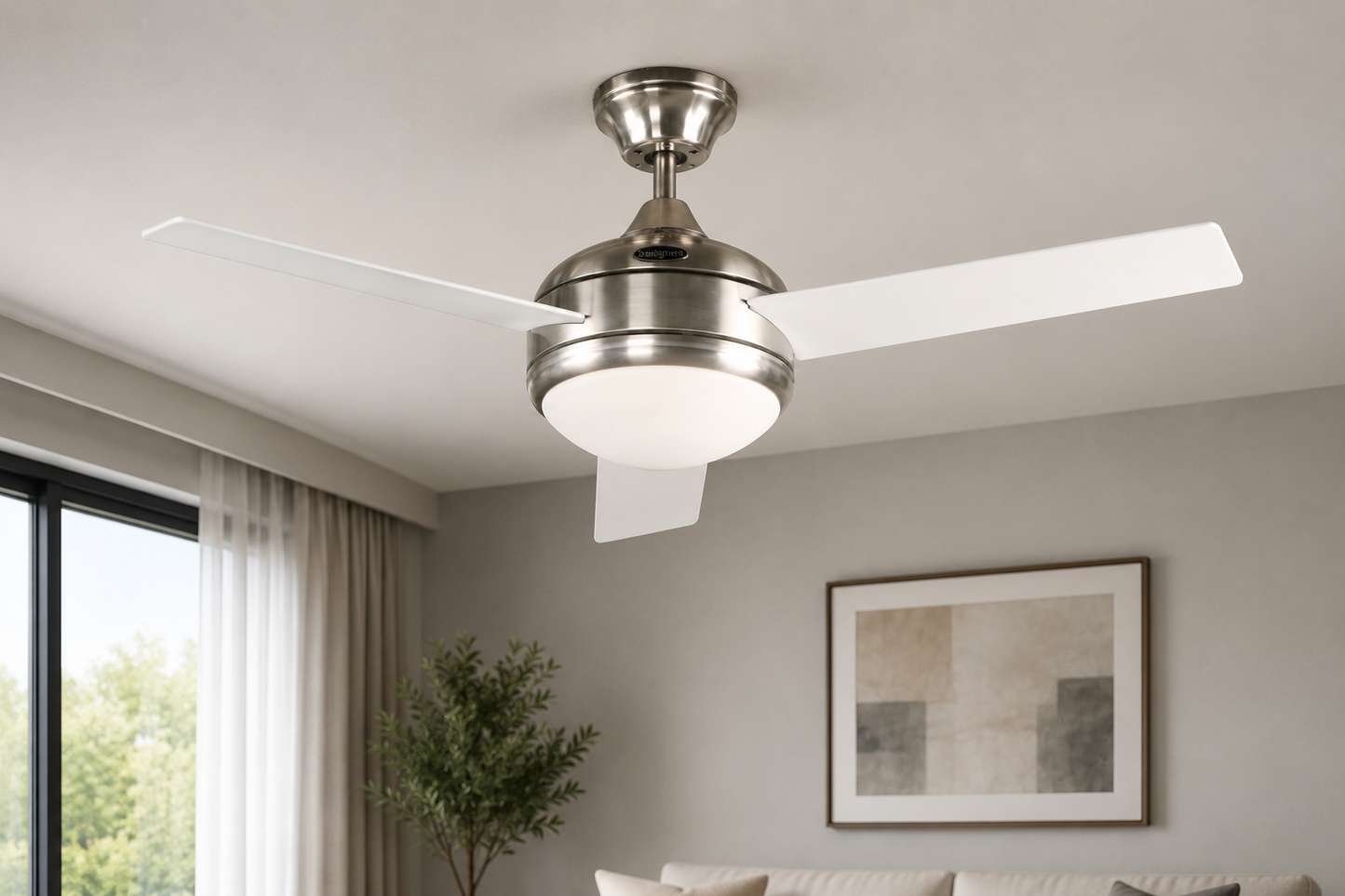 L/CEN 48" 3-Blade Ceiling Fan – Satin Nickel with Wall Control – 03092-4