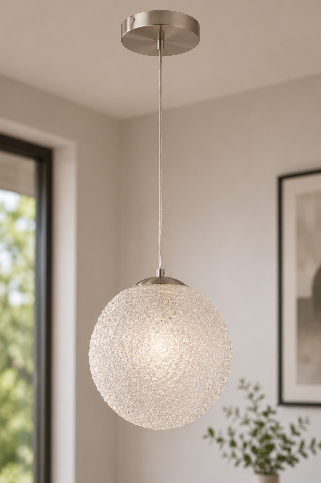 L/CEN 1-Light Hanging Pendant – Satin Nickel Finish – 03363-4