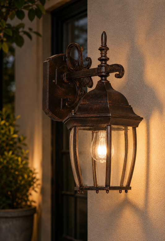L/CEN 1-Light Outdoor Wall Lamp – Brown Finish – 4567-9