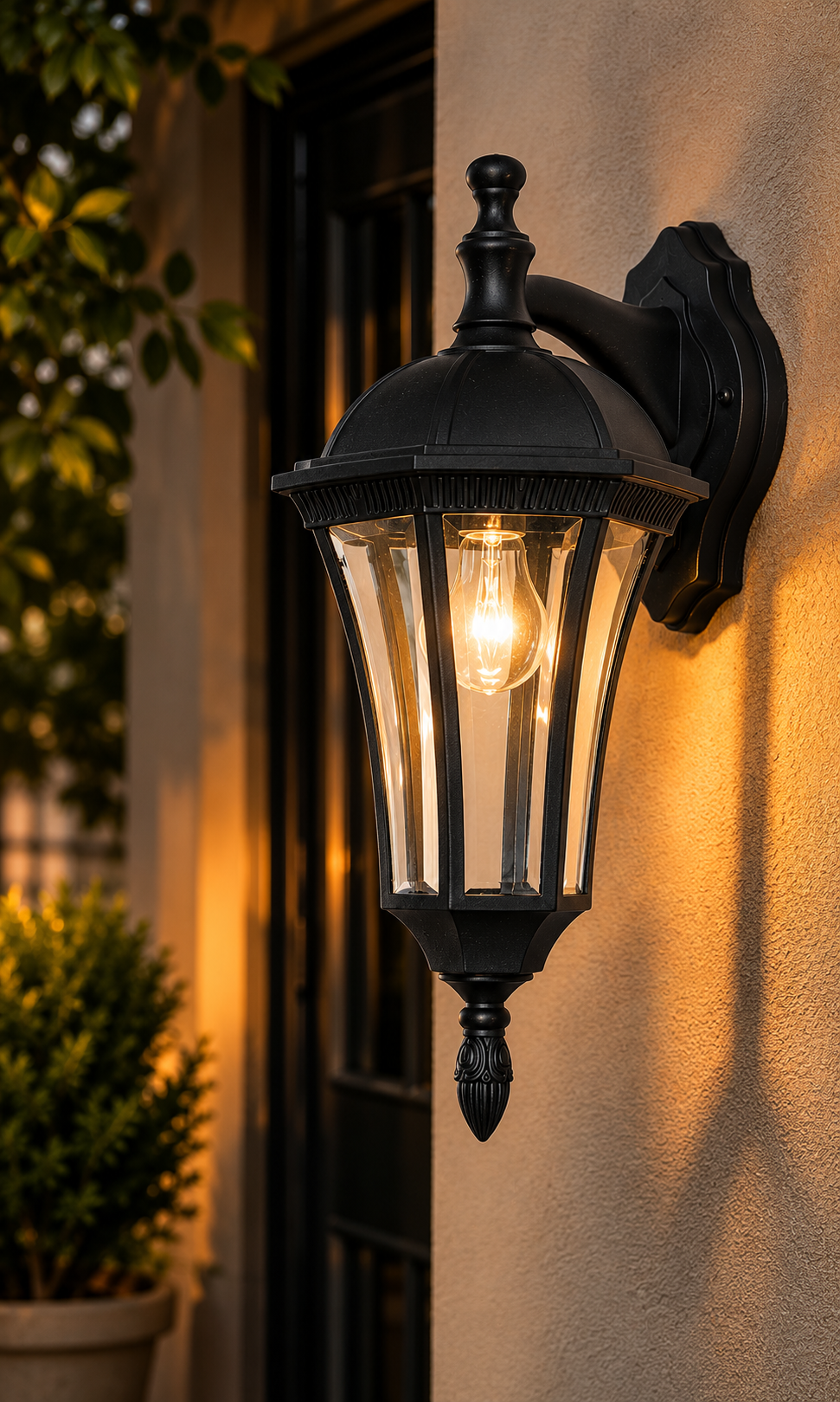 L/CEN 1-Light Outdoor Wall Lamp – Matte Black Finish – 04725-2