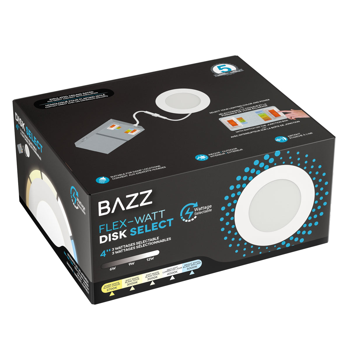 DISK43W5CCTW 4' WATTAGE+KELVIN SELECT WHITE RECESSED