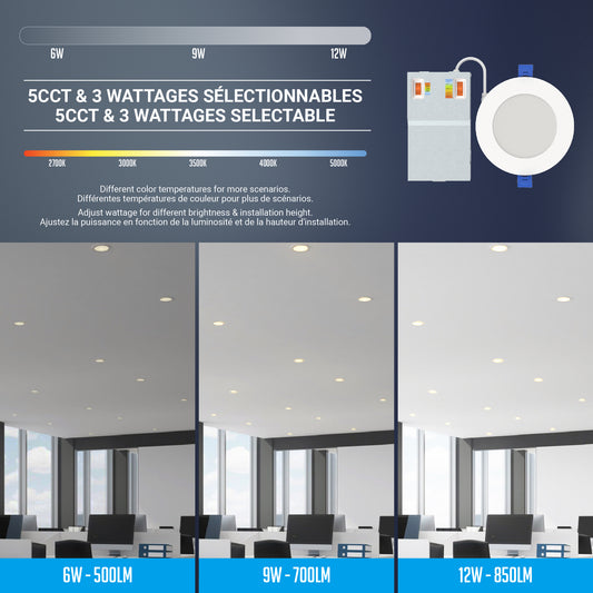 DISK43W5CCTW 4' WATTAGE+KELVIN SELECT WHITE RECESSED