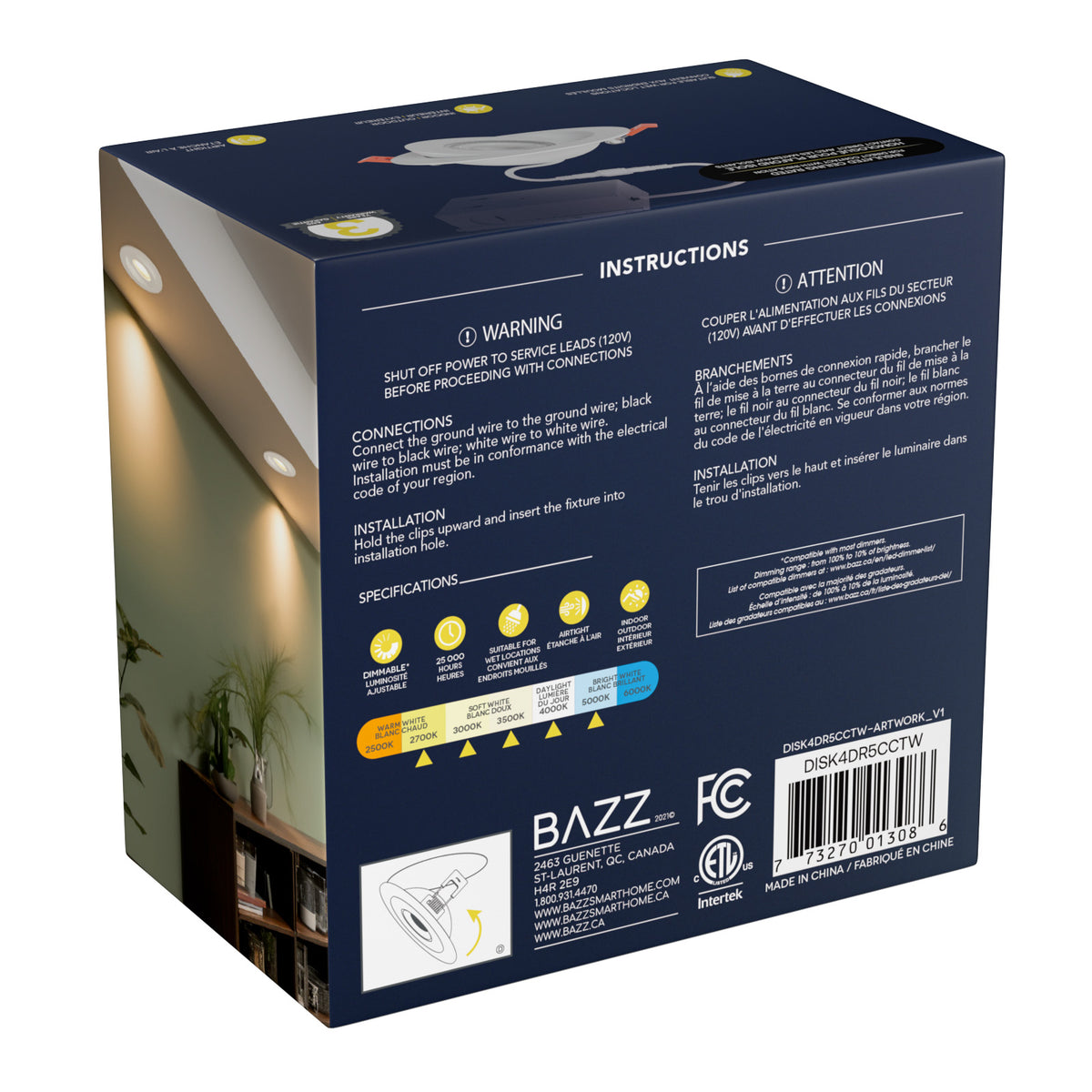 DISK4DR5CCTW 4' DIRECTONAL WHITE LED RECESSED 5CCT