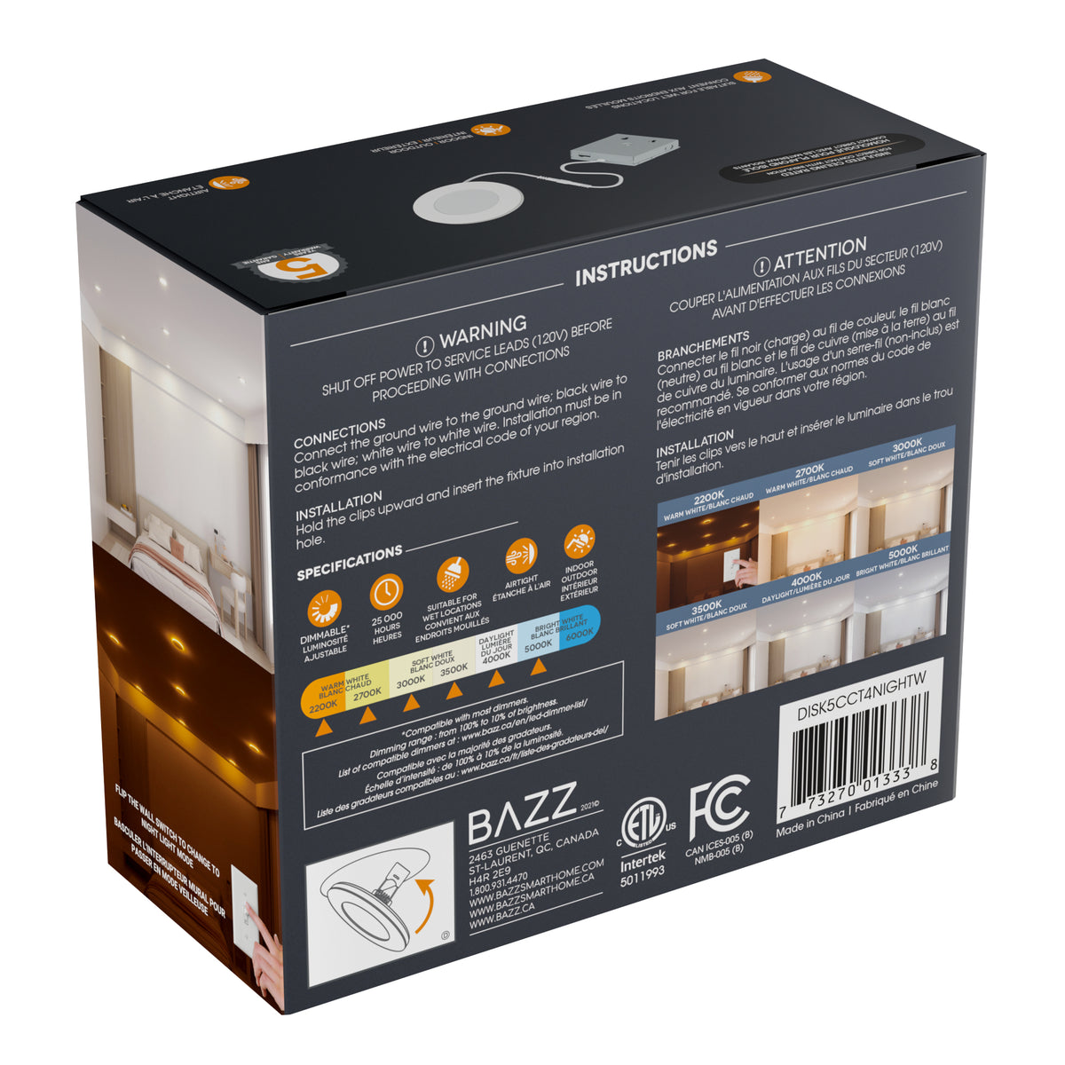 DISK5CCT4NIGHTW 4' 5CCT+NIGHT MODE RECESSED WHITE