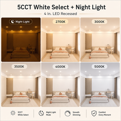 DISK5CCT4NIGHTW 4' 5CCT+NIGHT MODE RECESSED WHITE