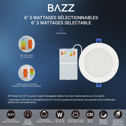 DISK63W5CCTW  6" WATTAGE+KELVIN SELECT WHITE RECESSED