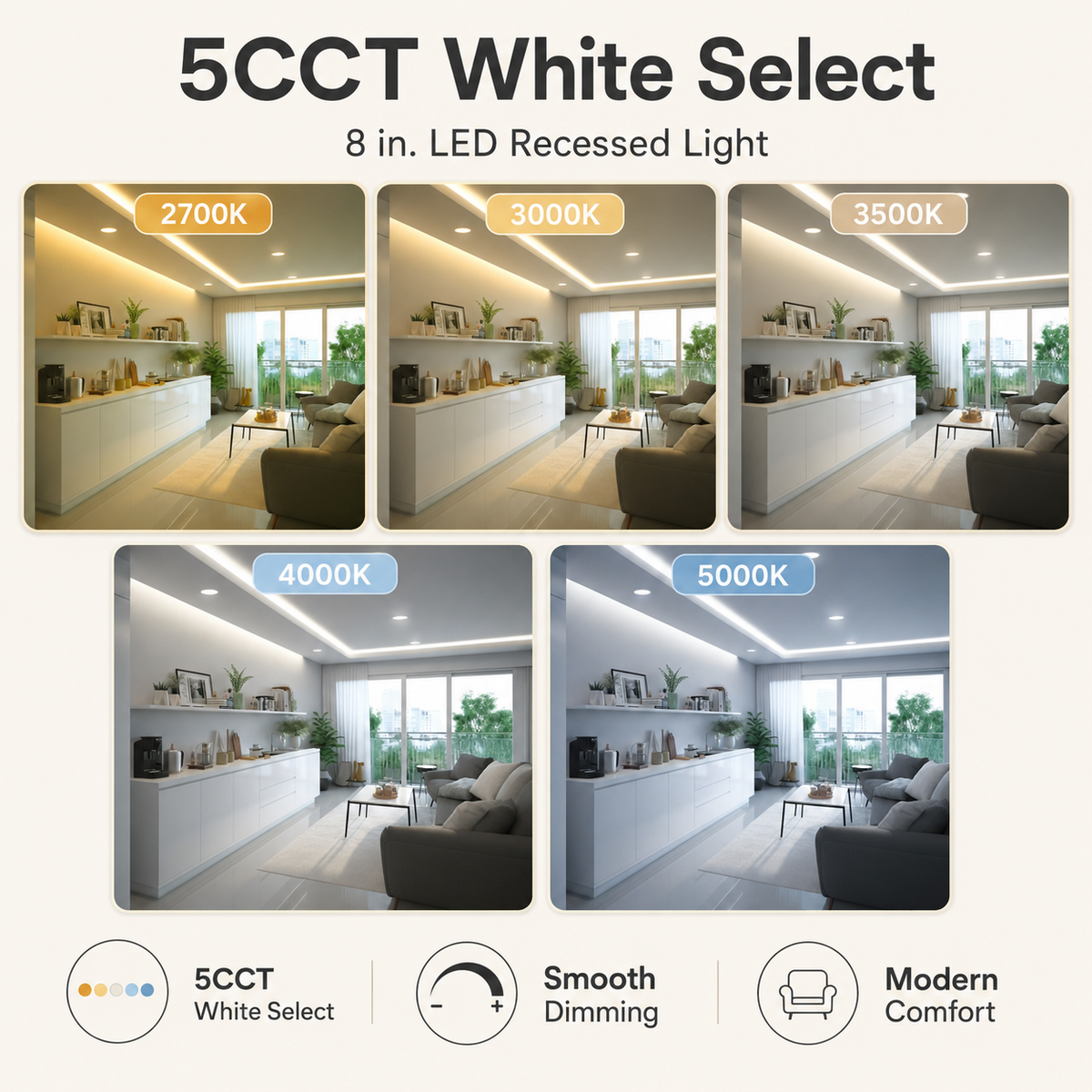 DISK85CCTW 8" 5CCTW RECESSED WHITE