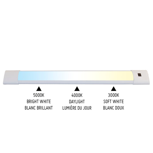 U19MTK18W  18" DIMMABLE MOTION LED 3CCT BAR WHITE
