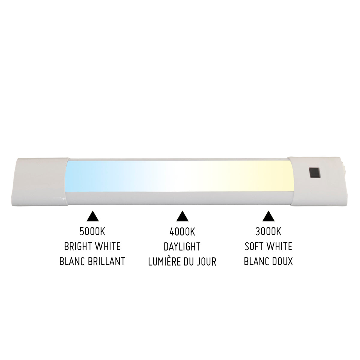 U19MTK12W  12" DIMMABLE MOTION LED 3CCT BAR WHITE